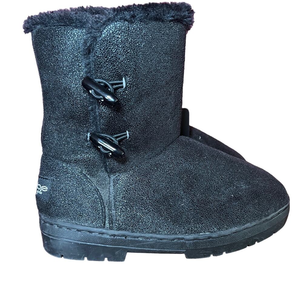 NWT Black Bebe Girls Microsuede Sherpa Lined Boots Size 2